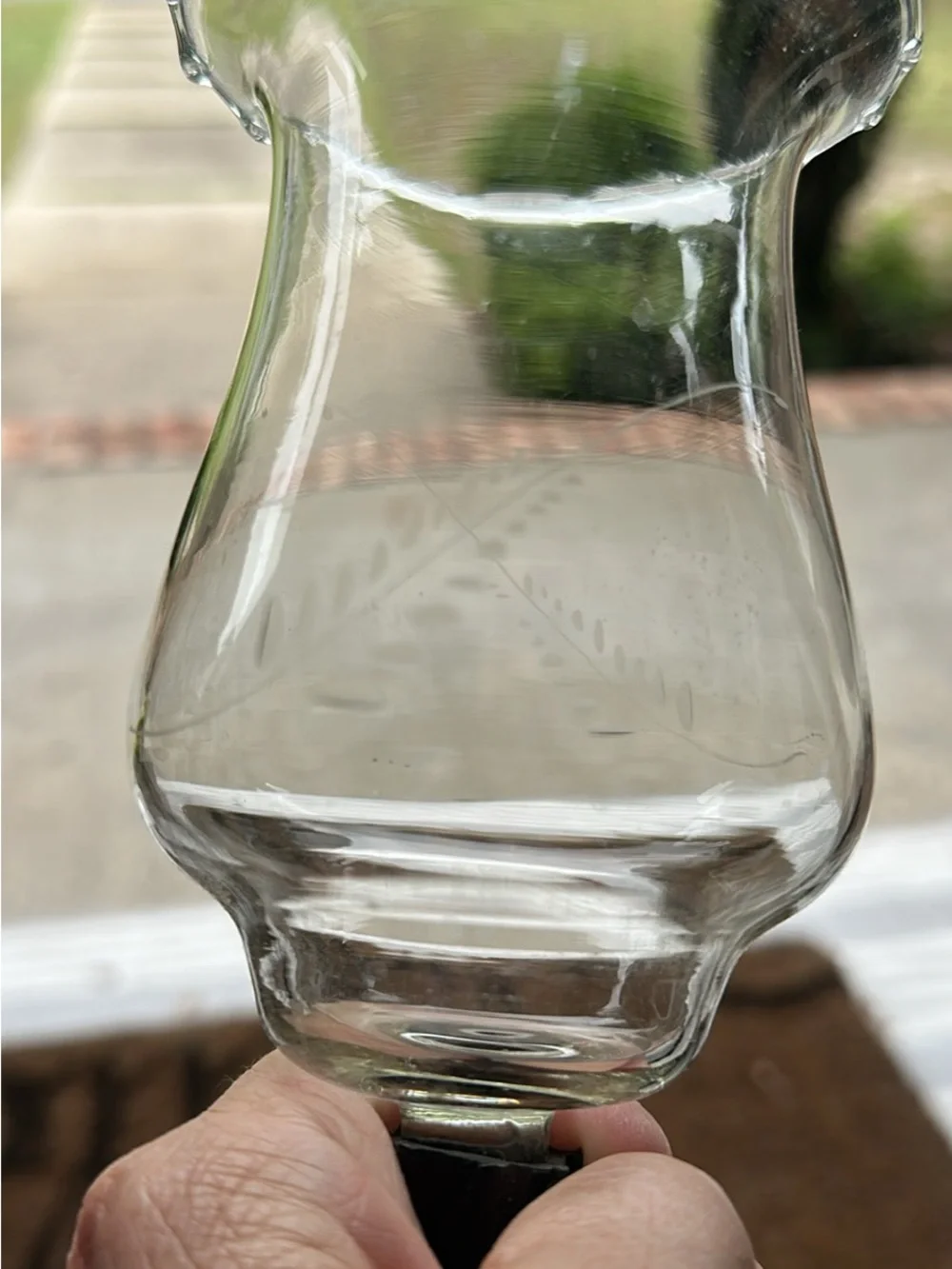 Clear Etched Glass Hurricane Lamp Shades - Pair